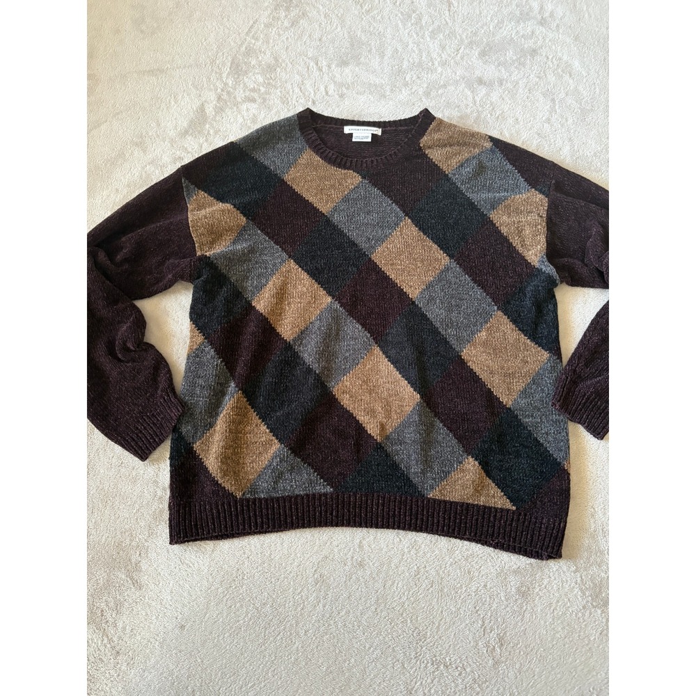Knightsbridge Large Argyle Sweater‎ Pullover Knitwear Brown Gray